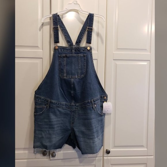 Isabel Maternity Cutoff Shorts Overalls Shortalls - Maternity Size 16 - NEW - Picture 1 of 3